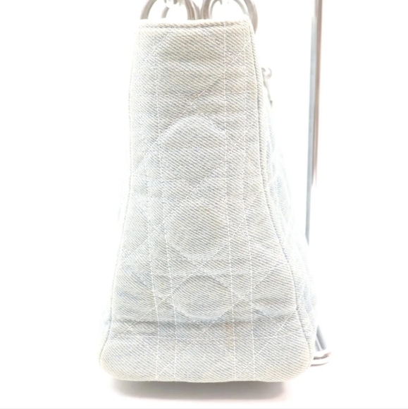 Christian Dior Light Blue Denim Cannage Medium Lady Dior - Picture 3 of 9